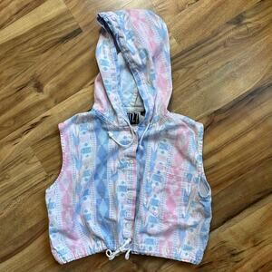 Southwest print Vintage Button-down Hooded Vest size large